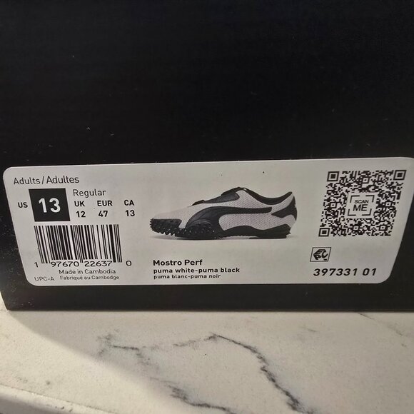 Puma Mostro PERF Puma White Puma Black 397331-01 US MENS SHOES SIZE 13 NEW - Picture 10 of 10